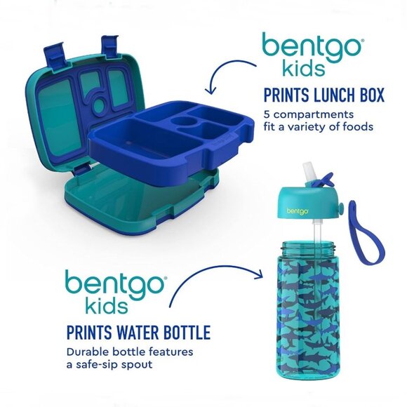 Bentgo Plastic Shark Lunch Box with Water Bottle - Picture 2 of 6